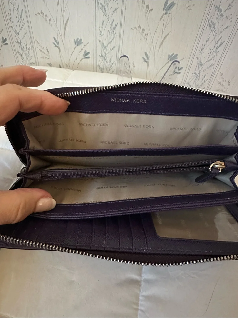 Michael Kors Plum Saffiano Studded Wallet